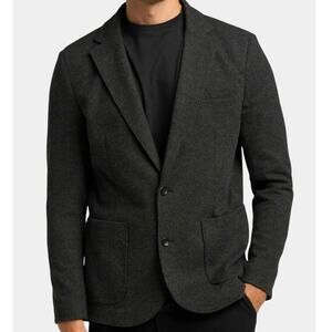 GOOD MAN | Gray Black Cotton Wool Stretch Knit Blazer Sport Coat Jacket | Large